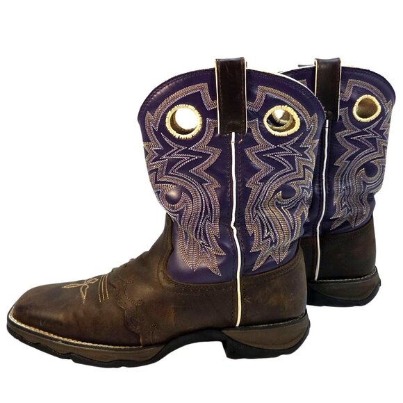 Durango Lady Rebel Twilight 'N Lace Womens Western Boots Size 10M Purple & Brown - Picture 3 of 7